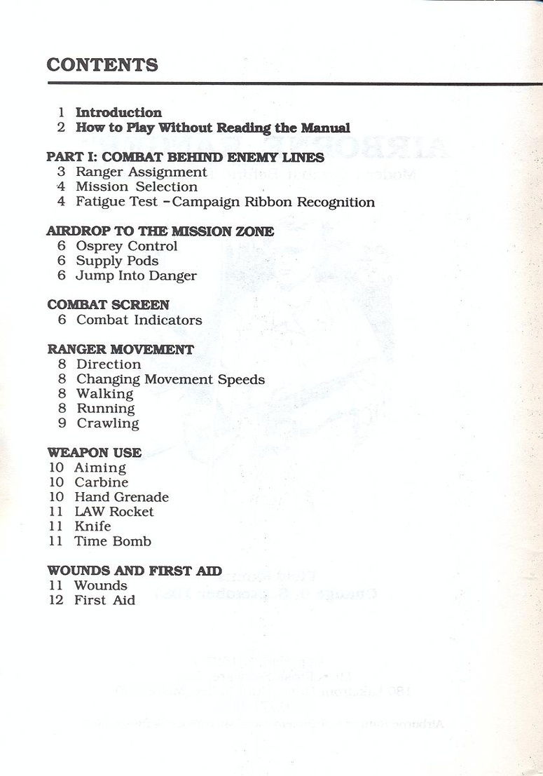 Airborne Ranger manual page iii