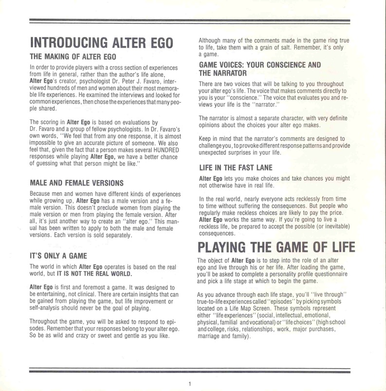 Alter Ego Manual Page 1 