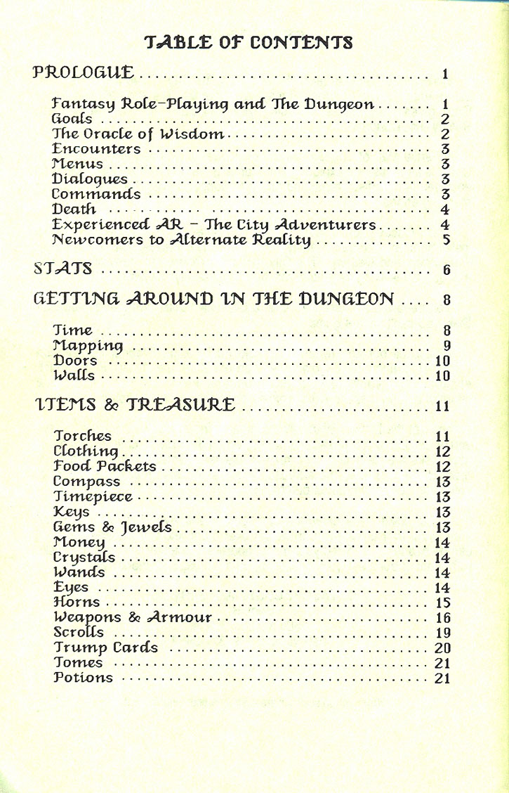 Alternate Reality: The Dungeon manual page iii