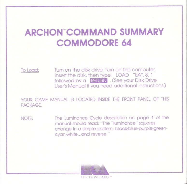 Archon Command Summary Page 1 