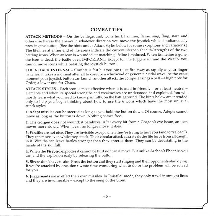 Archon II Manual Page 5 