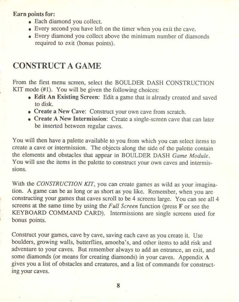 Boulder Dash Construction Kit manual page 8