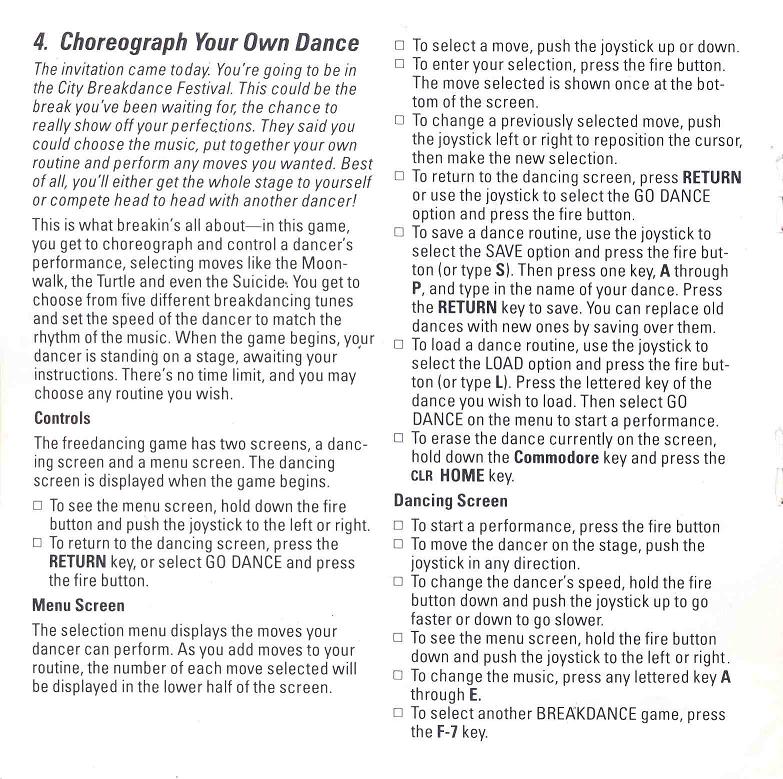 BREAKDANCE Manual Page 4 