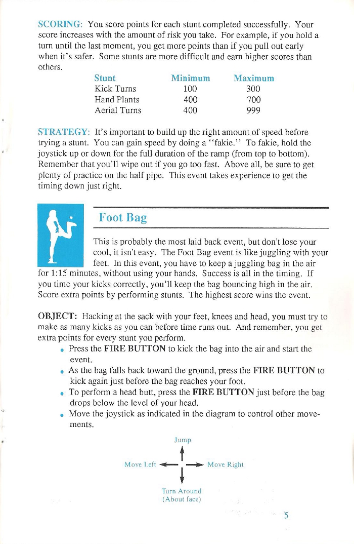 California Games Manual Page 5 
