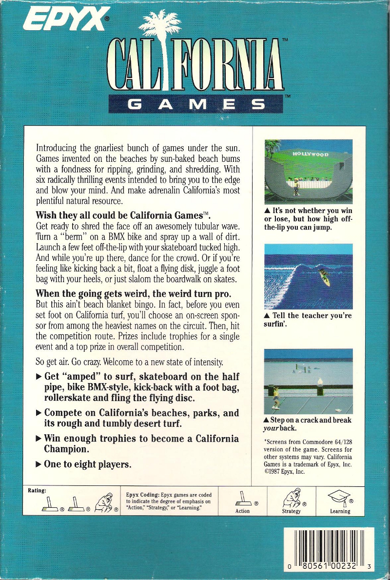California Games Box Back 
