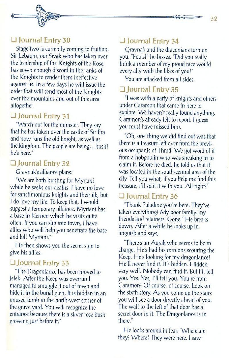 Champions of Krynn Adventurers Journal page 32
