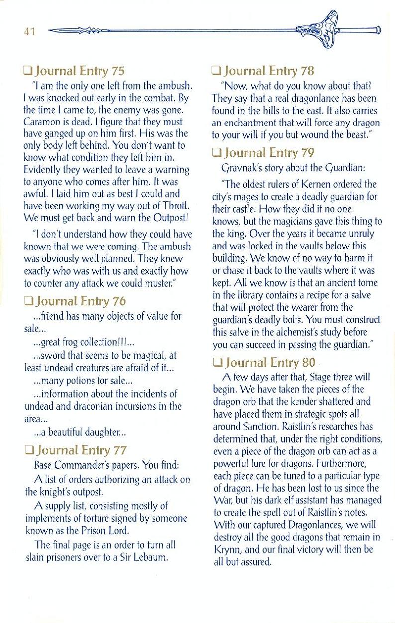 Champions of Krynn Adventurers Journal page 41