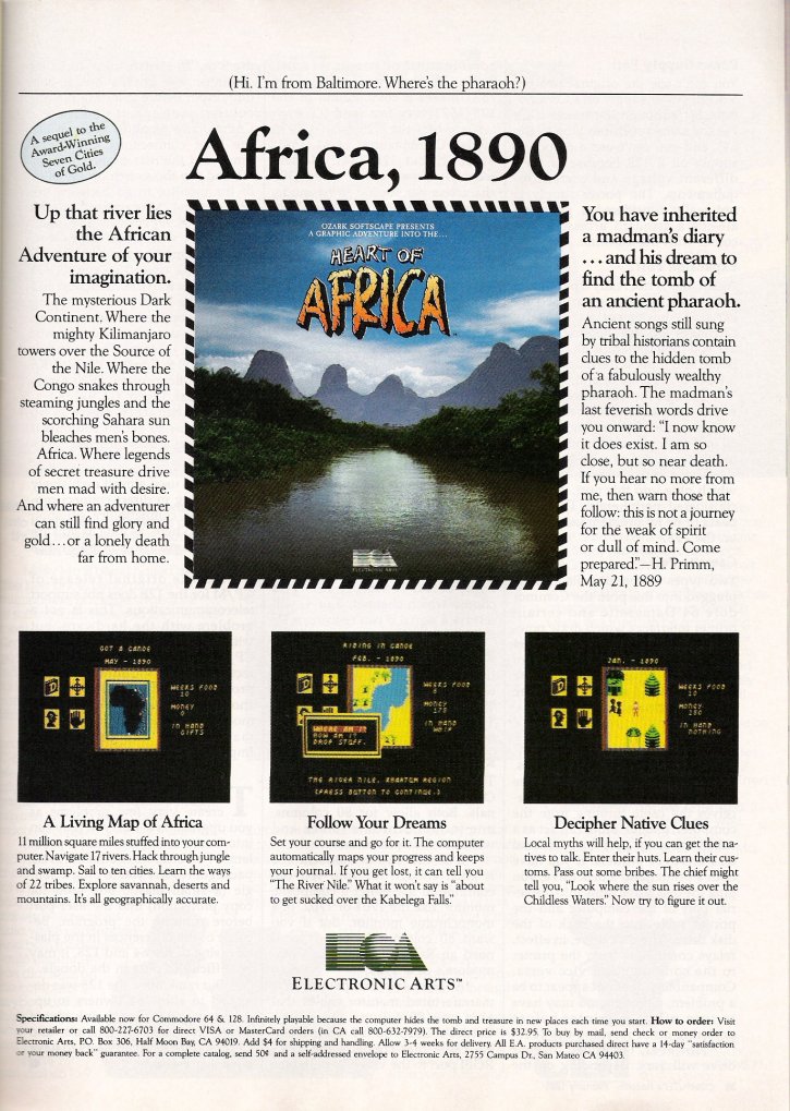 Heart of Africa COMPUTE!'s Gazette Ad: February 1986 