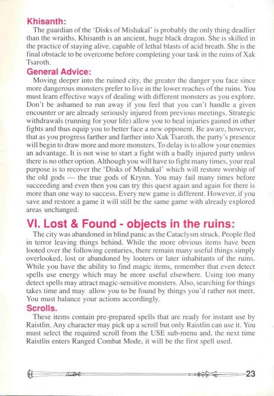 Heroes of the Lance Manual Page 23 