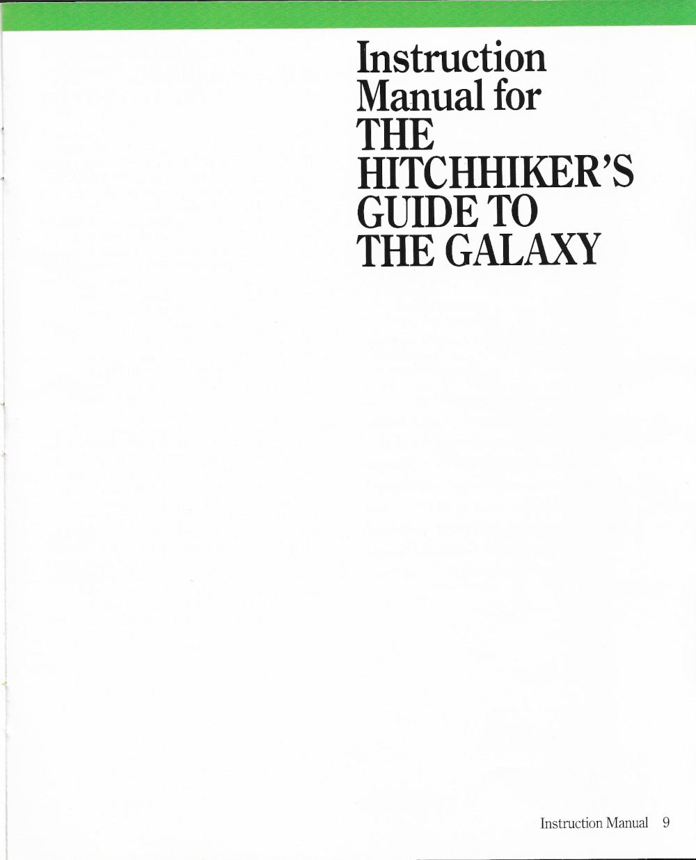 The Hitchhiker's Guide to the Galaxy manual page 9