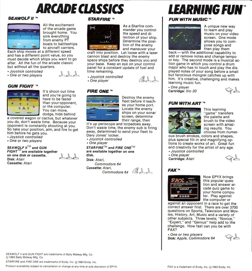 Epyx Brochure 1983 Page 5 