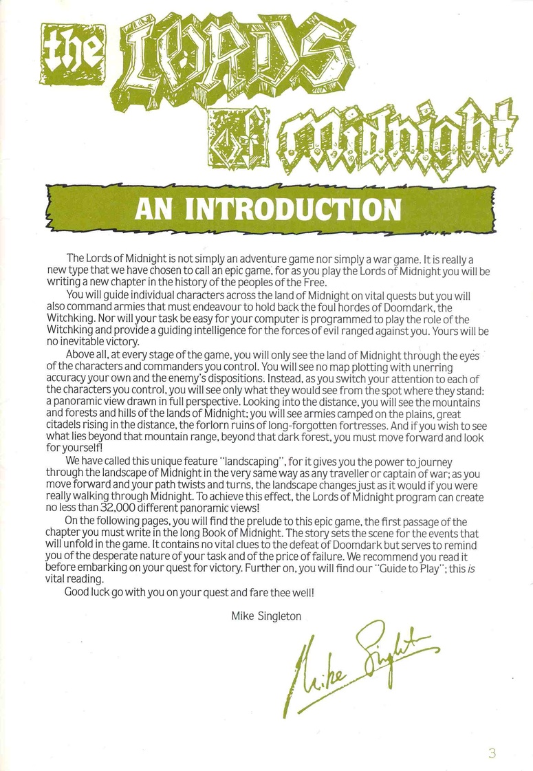 The Lords of Midnight Manual Page 3 