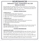 Neuromancer reference card 1