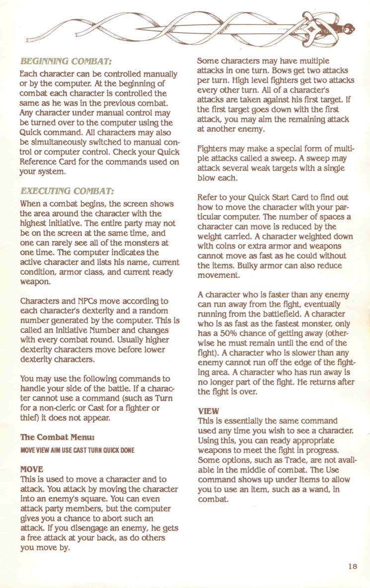 Pool of Radiance Manual Page 18 
