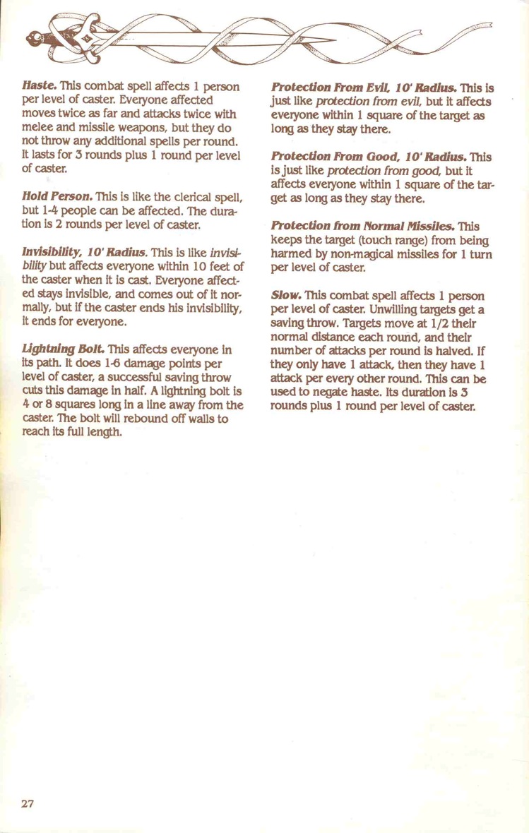 Pool of Radiance Manual Page 27 