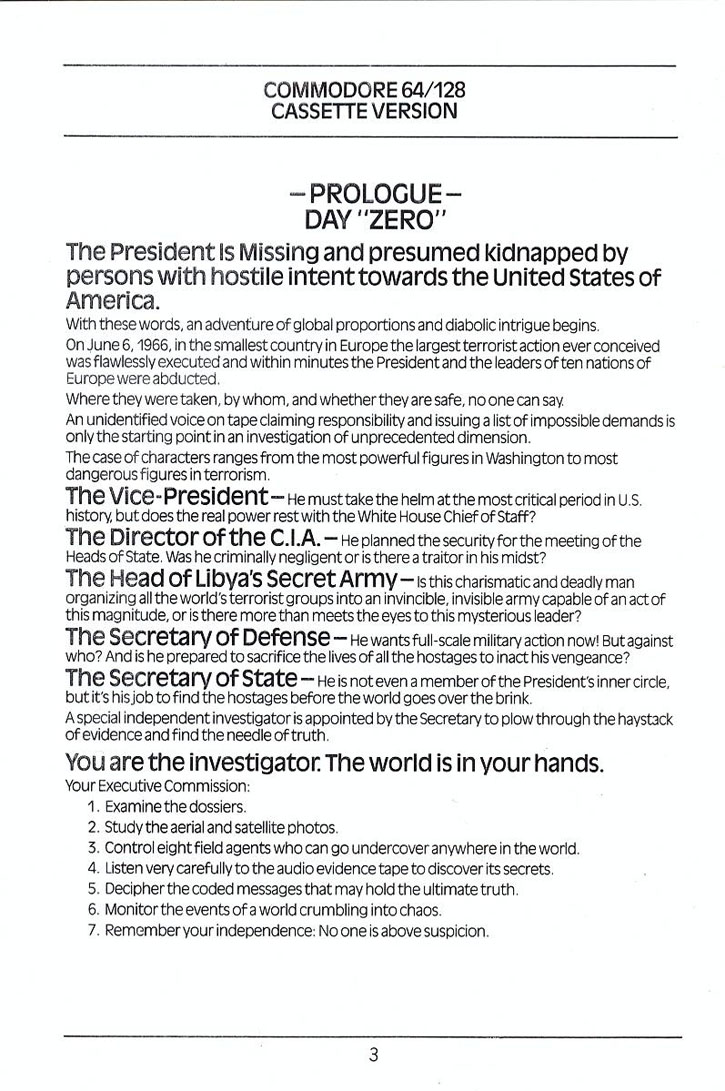 The President is Missing manual page 3