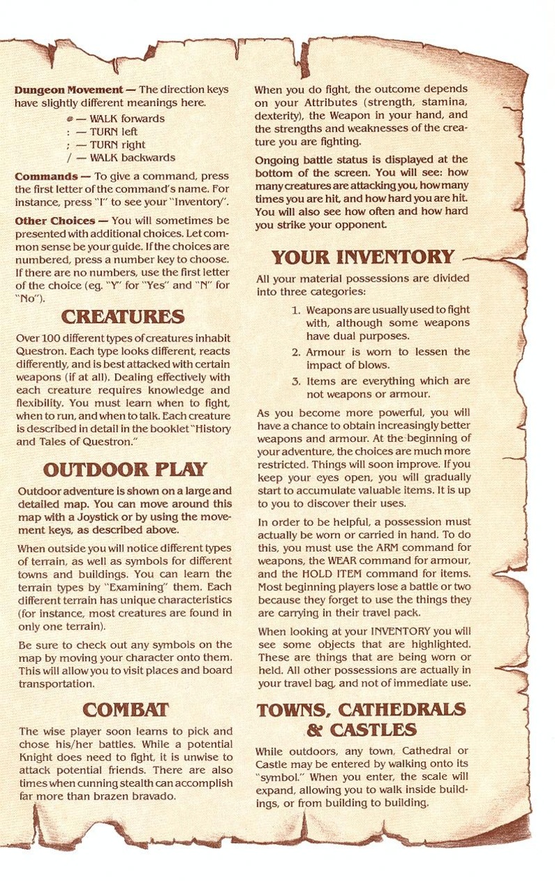 Questron command card page 3