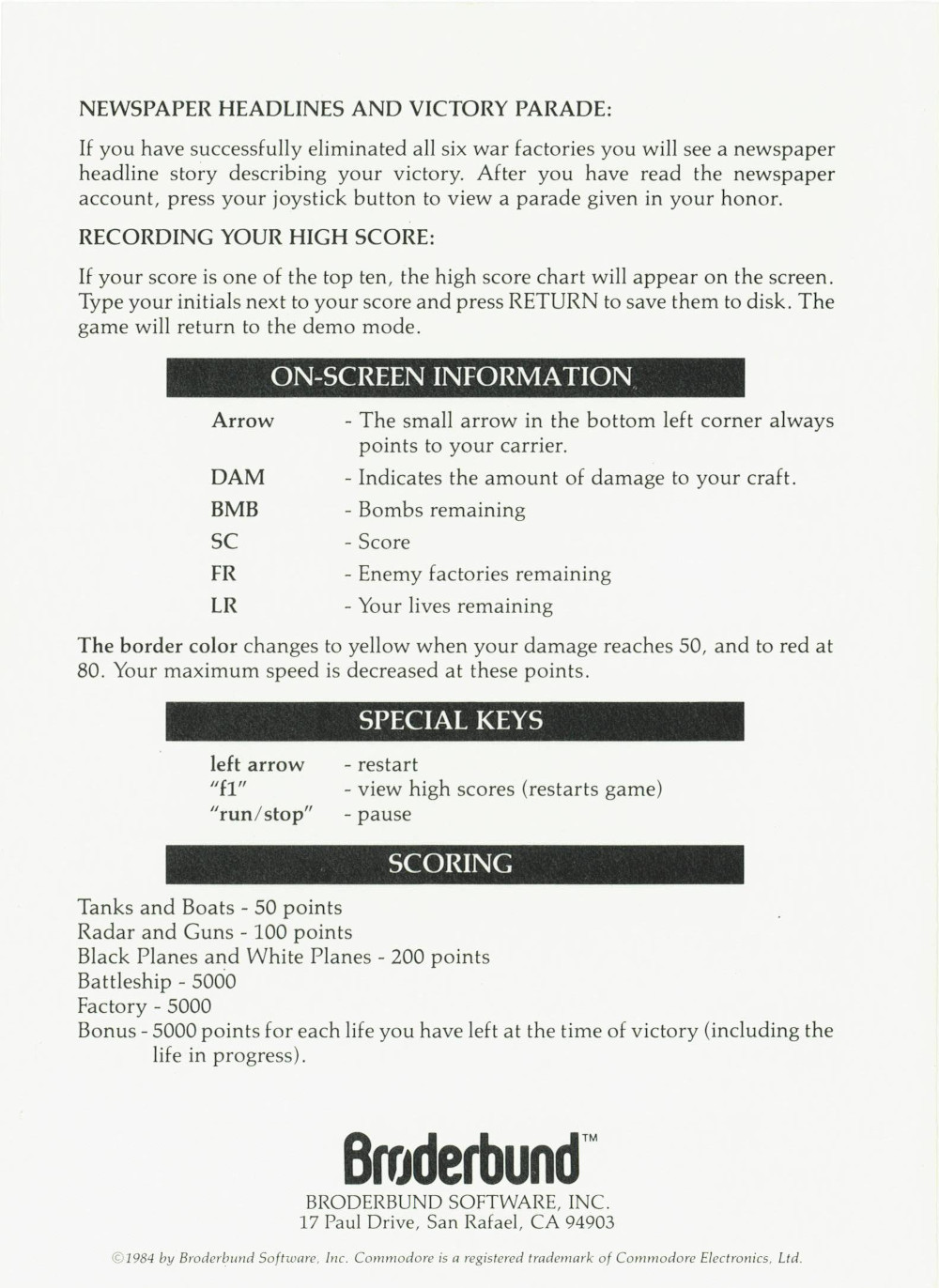 Raid On Bungeling Bay manual page 4