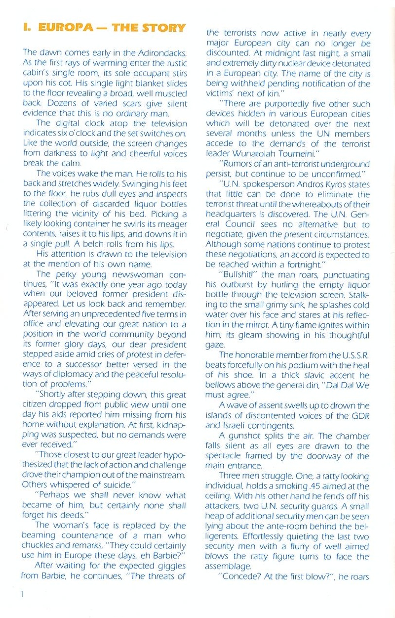 Roadwar Europa manual page 1