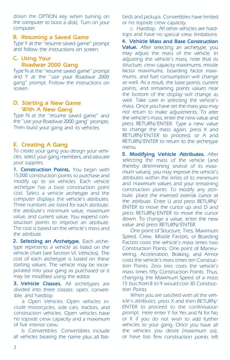 Roadwar Europa manual page 3
