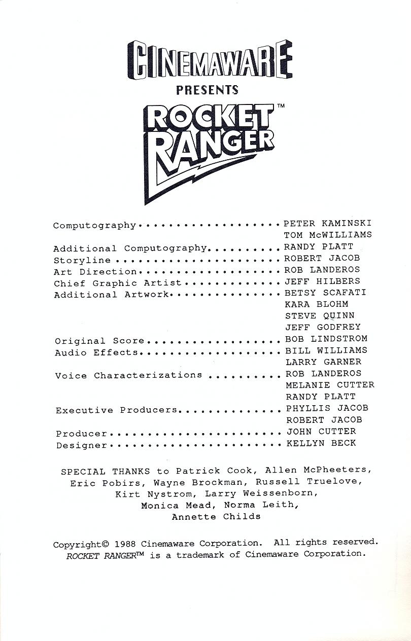 Rocket Ranger manual page 3