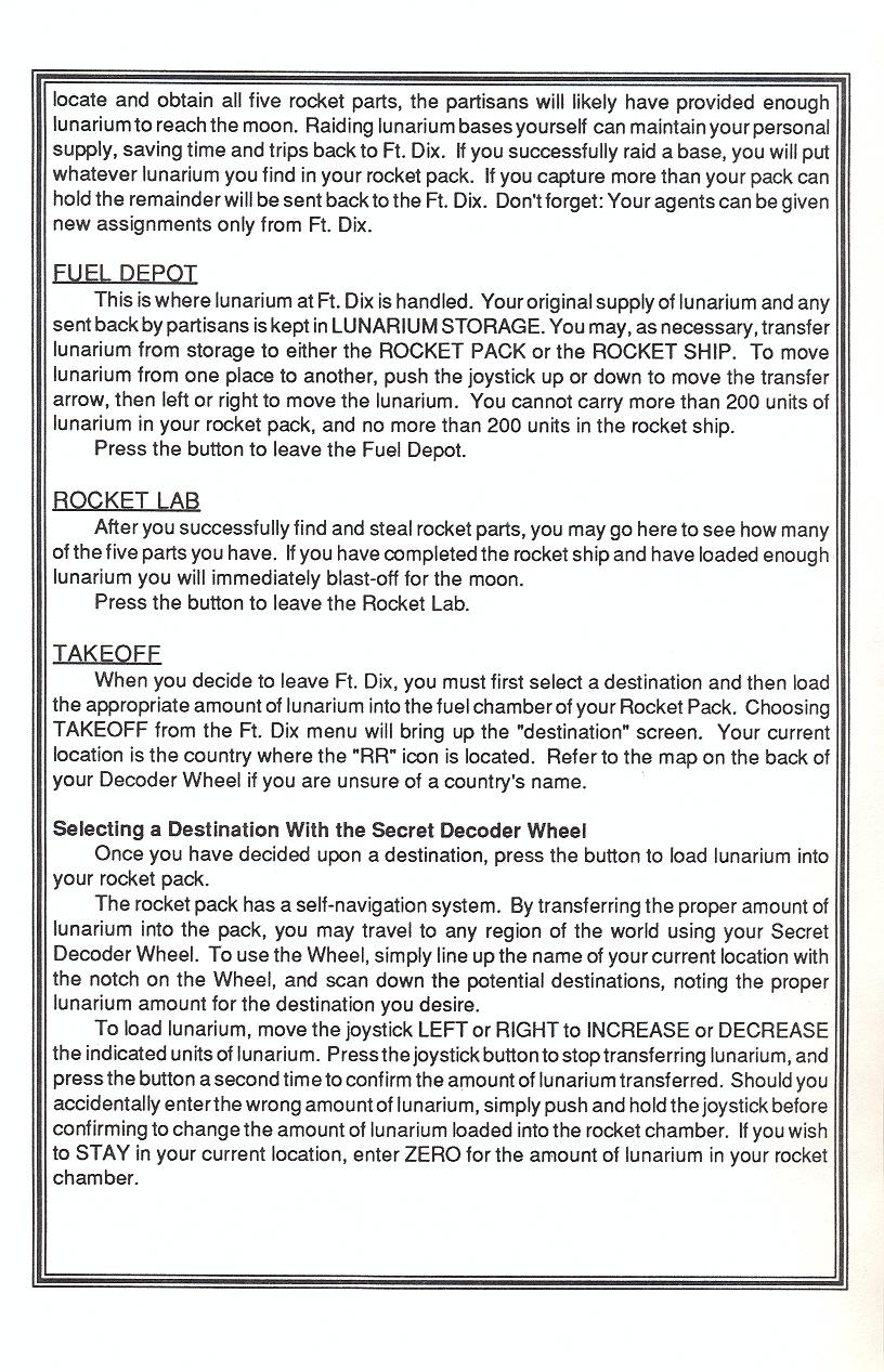 Rocket Ranger operating instructions page 5