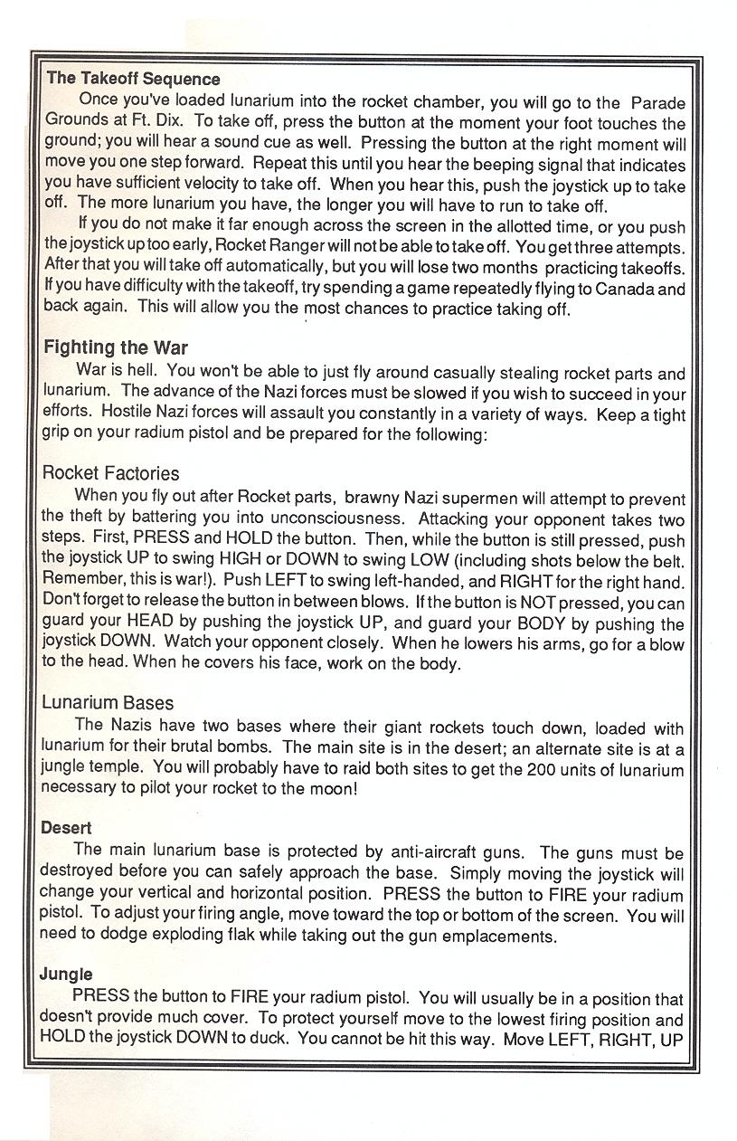 Rocket Ranger operating instructions page 6