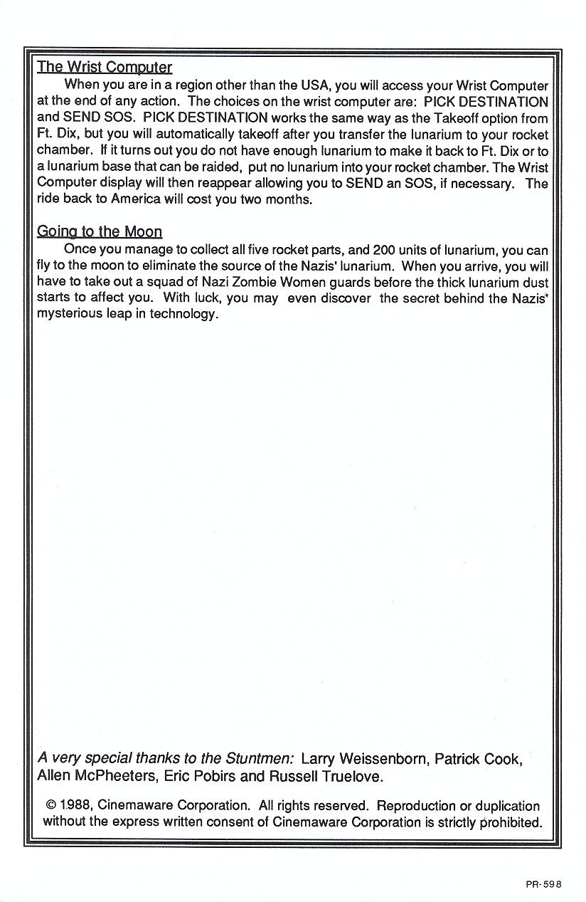 Rocket Ranger operating instructions page 8