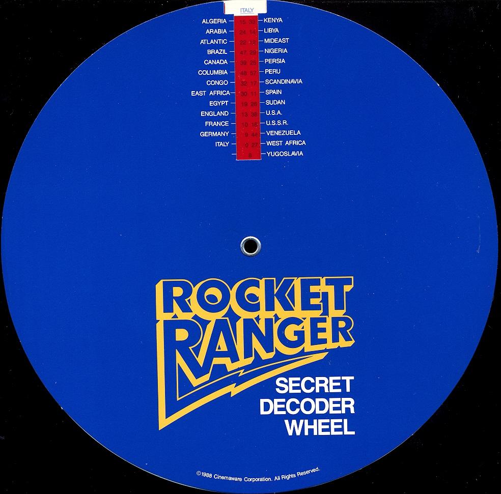 Rocket Ranger secret decoder wheel