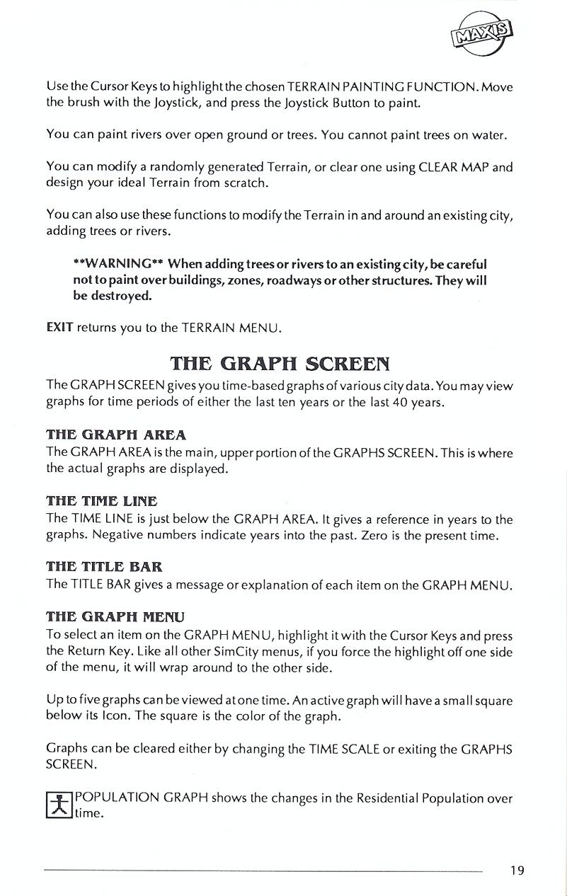 SimCity manual page 19