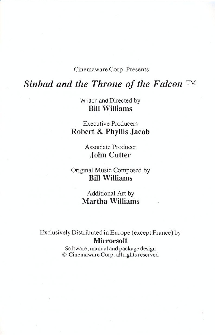Sinbad and the Throne of the Falcon manual page i