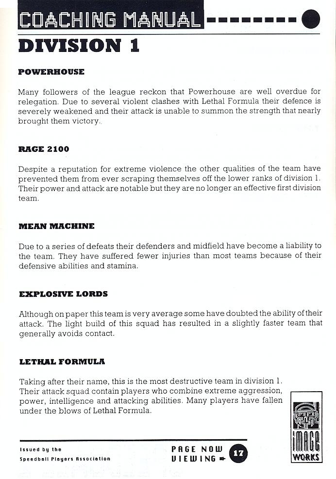 Speedball 2: Brutal Deluxe manual page 17