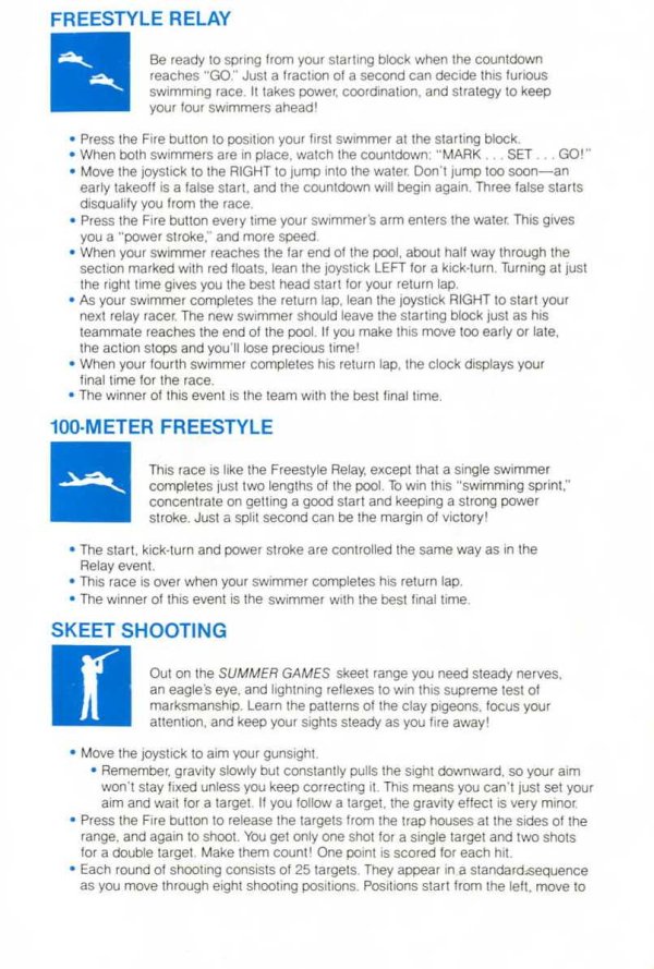 Summer Games Manual Page 7 