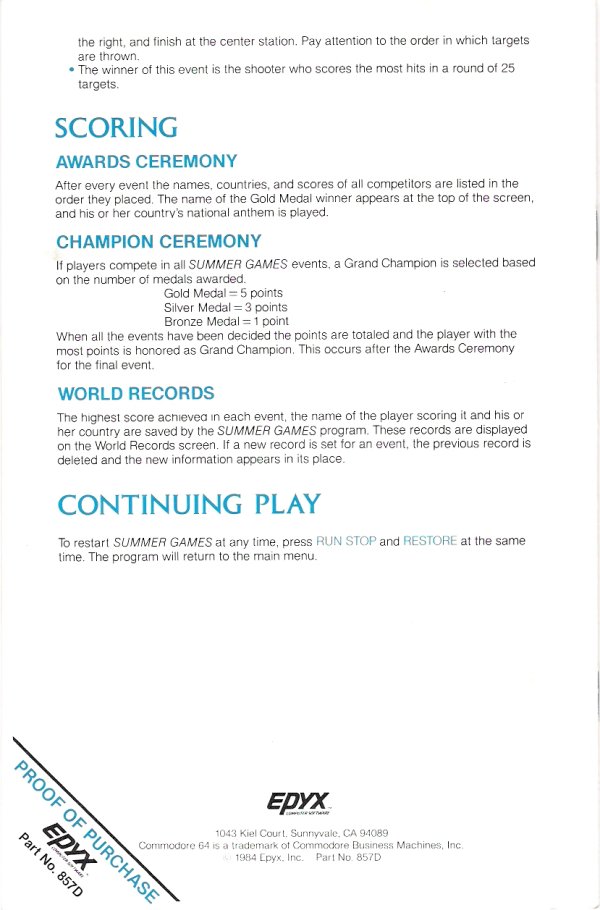 Summer Games Manual Page 8 