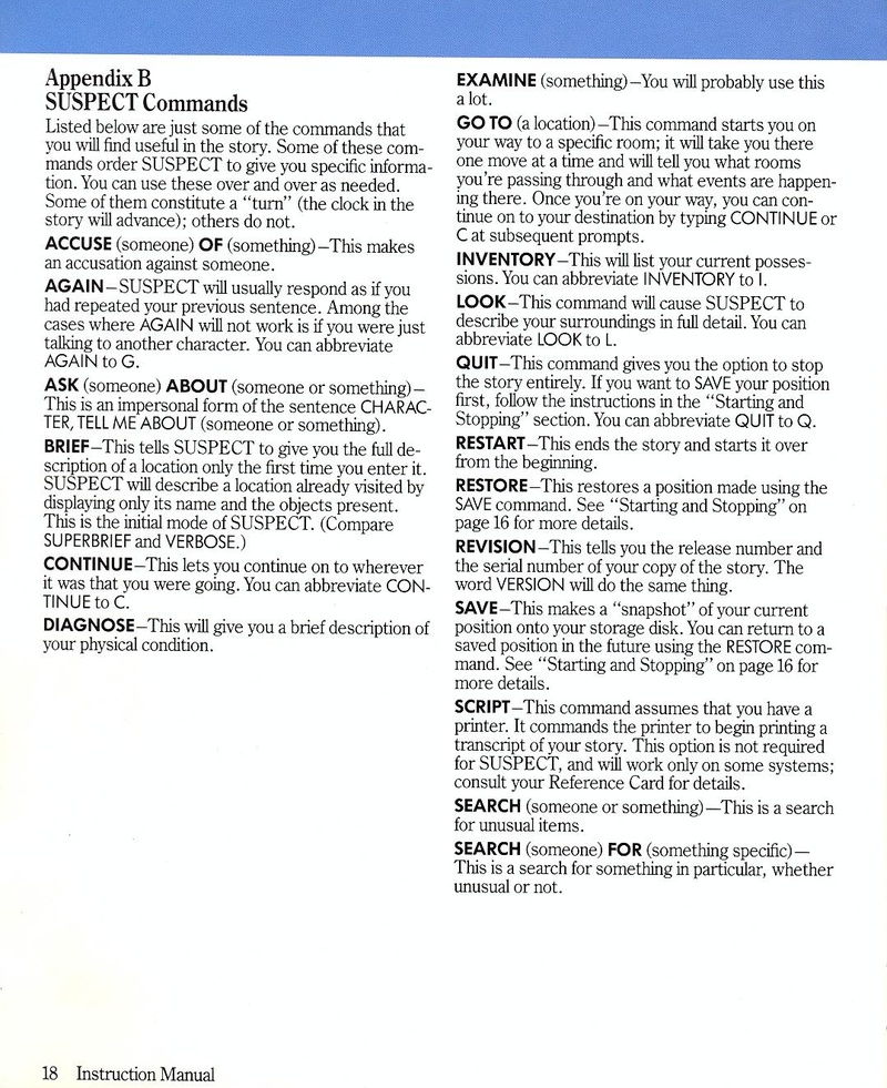 Suspect manual page 18