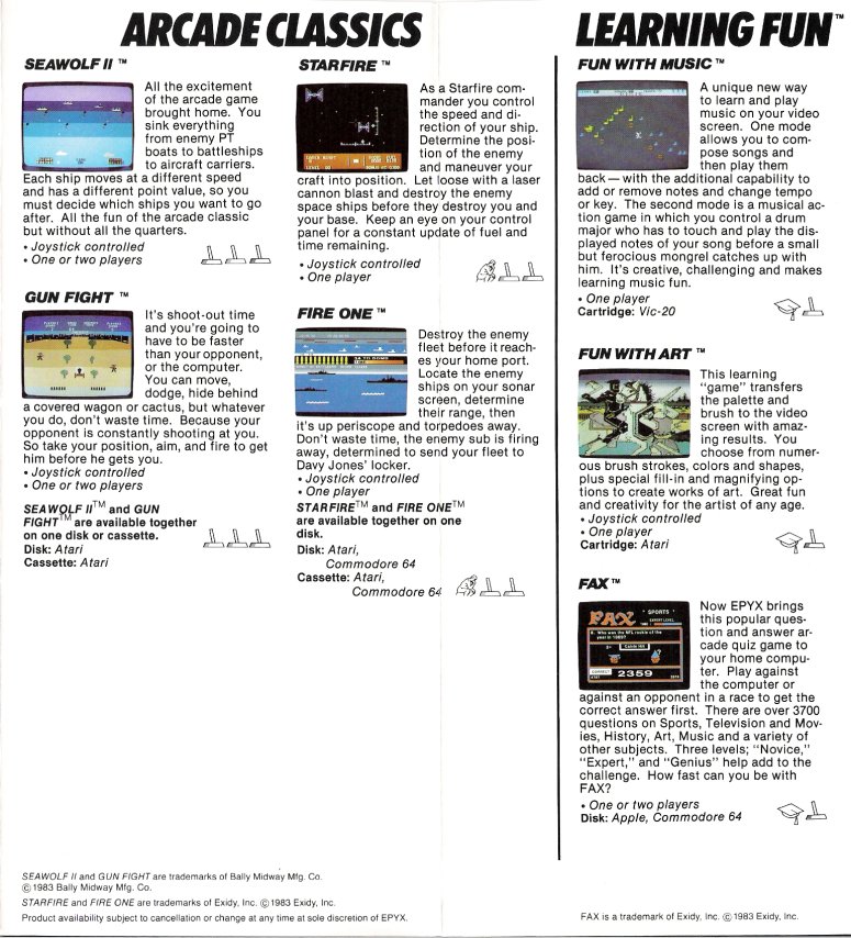 Epyx Brochure 1983 Page 5 
