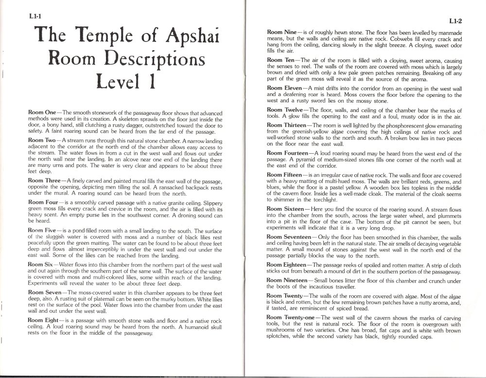 Temple of Apshai Manual Page L1-1 