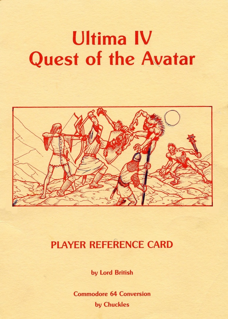 Ultima IV: Quest of the Avatar reference sheet 1