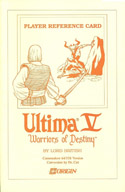 Ultima V: Warriors of Destiny Player reference card page 1