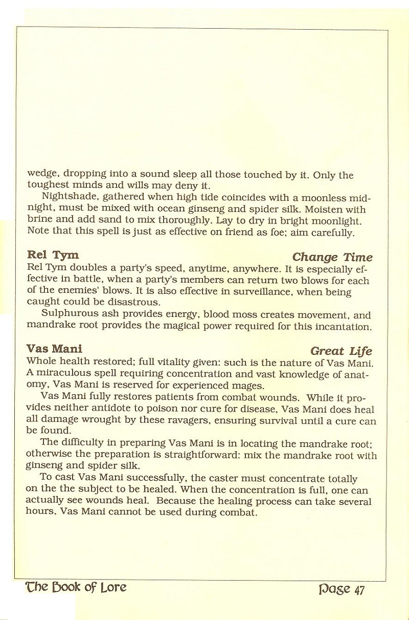 Ultima V: Warriors of Destiny The Book of Lore page 47