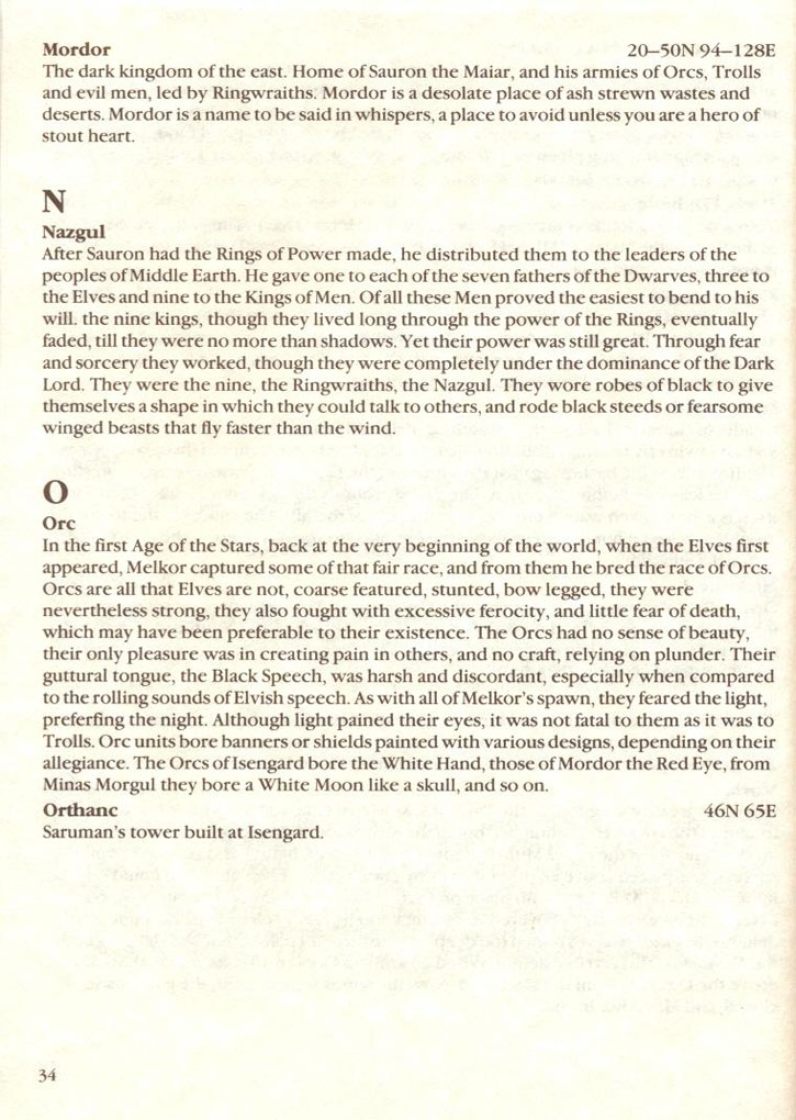 War in Middle Earth manual page 34
