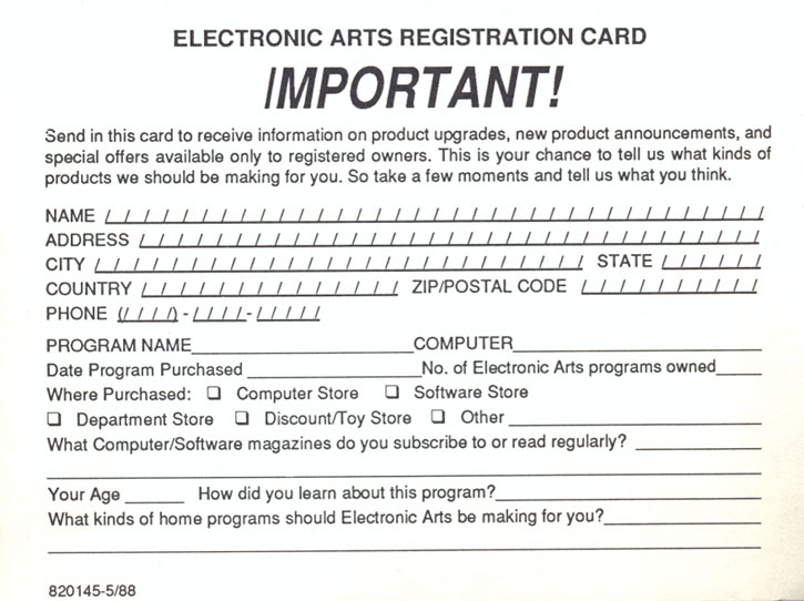 Wasteland registration card front