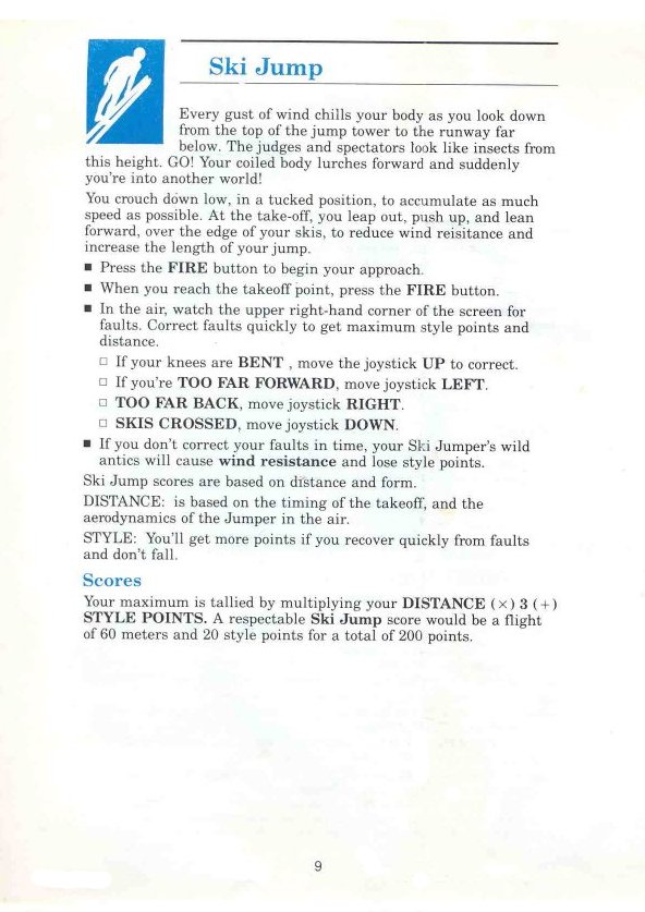 Winter Games Manual Page 9 