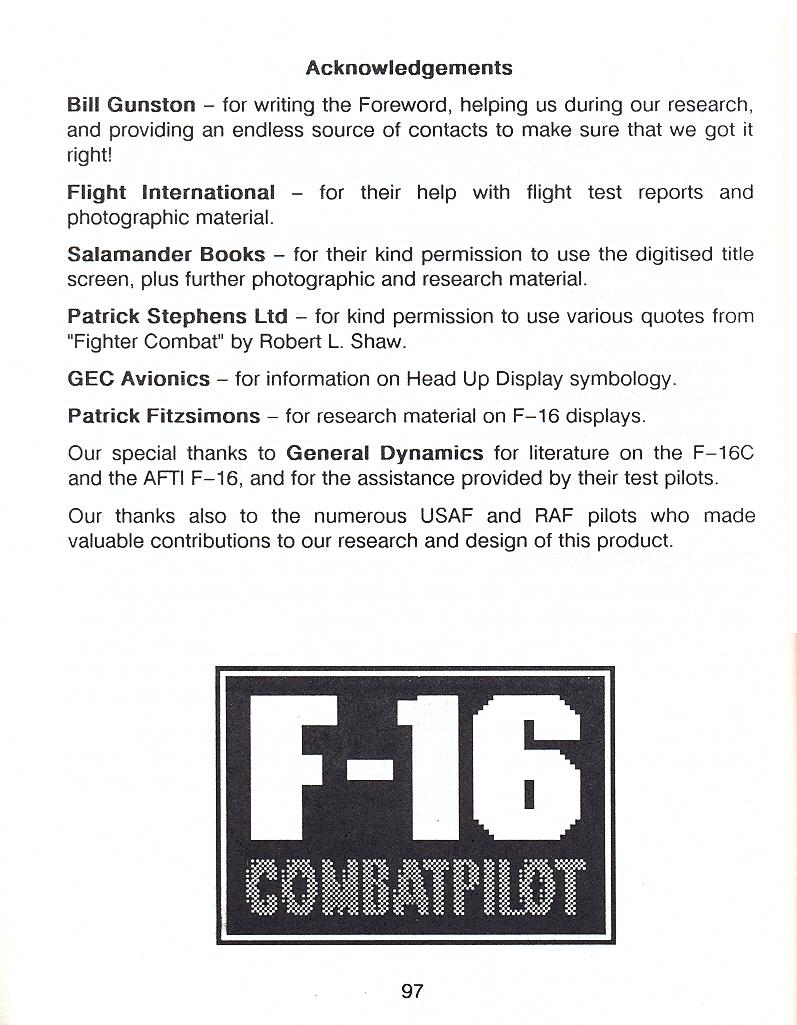 F-16 Combat Pilot flight manual page 97