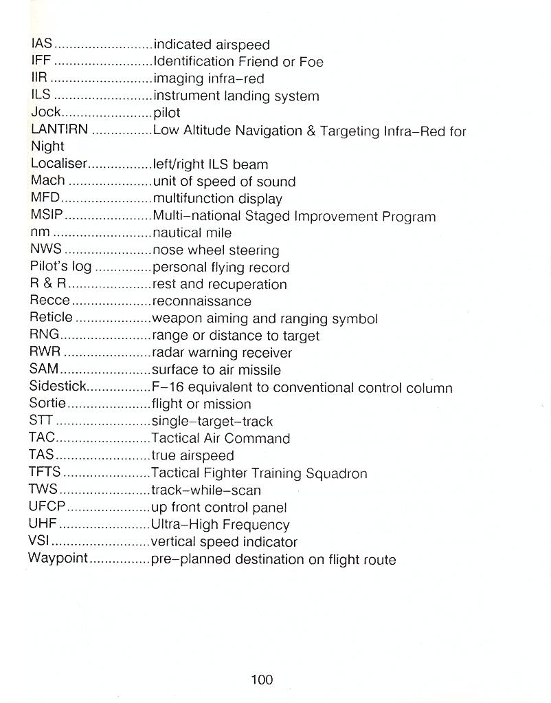 F-16 Combat Pilot flight manual page 100