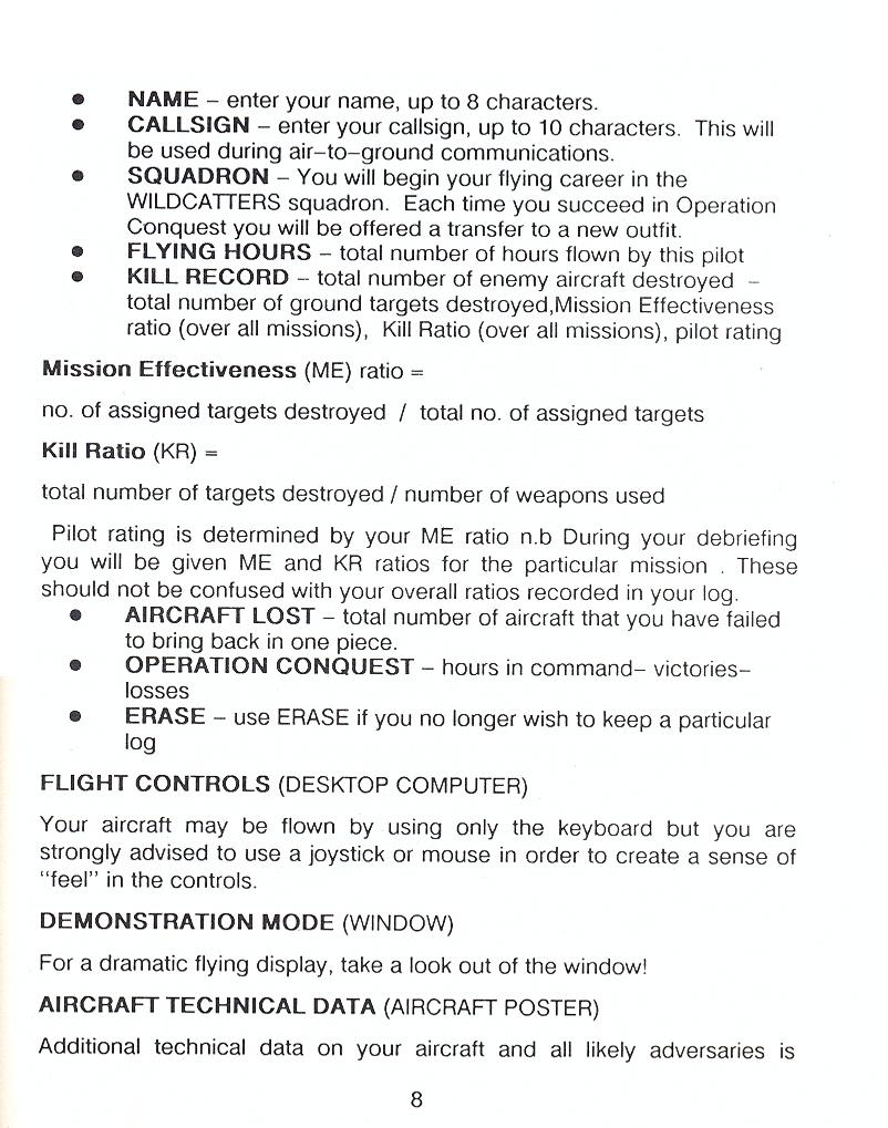 F-16 Combat Pilot flight manual page 8