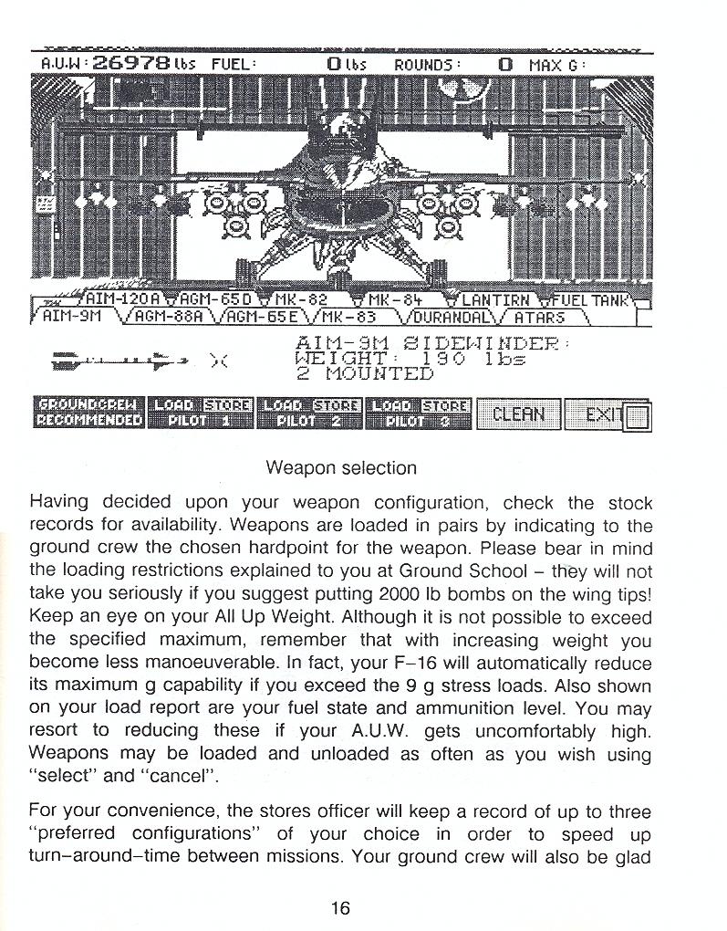F-16 Combat Pilot flight manual page 16