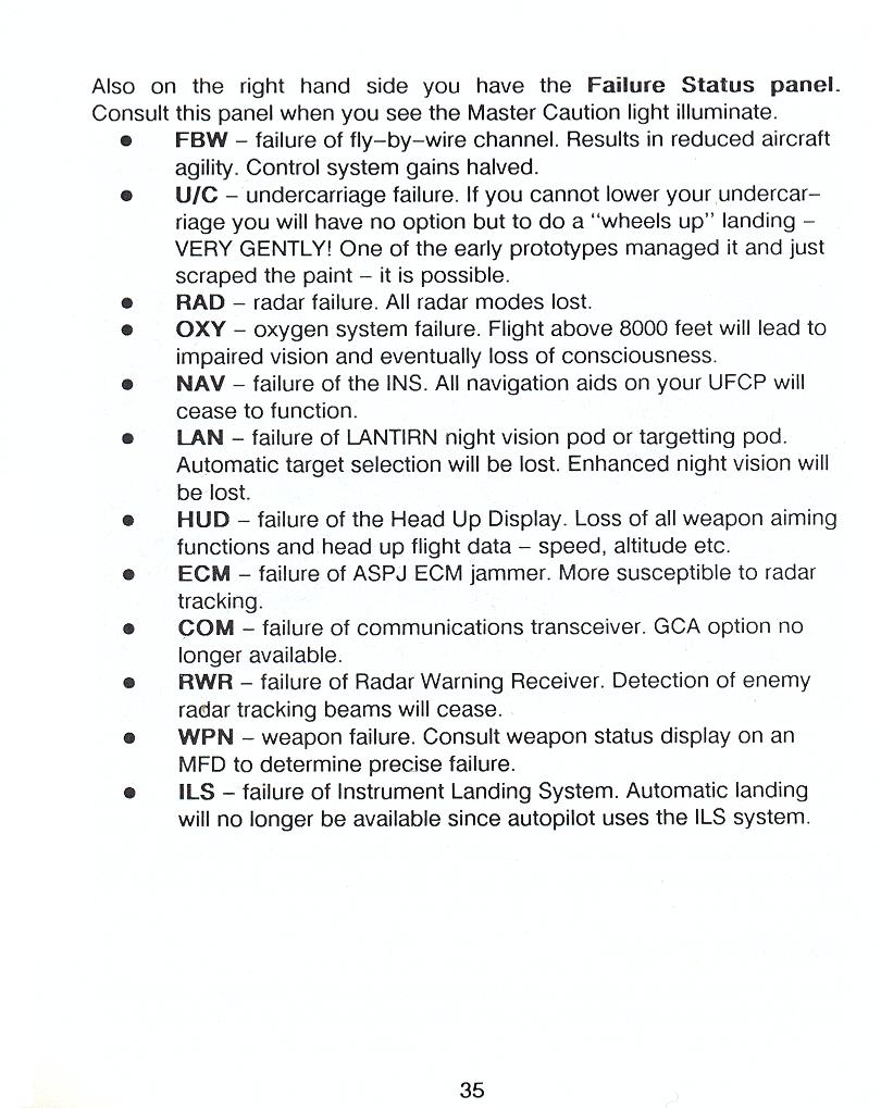 F-16 Combat Pilot flight manual page 35