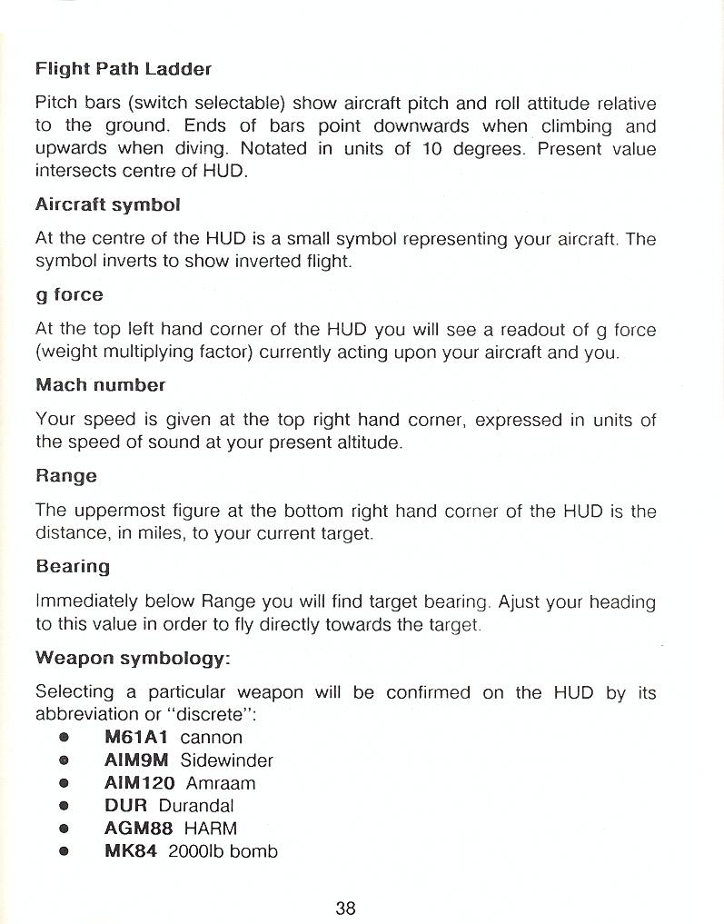F-16 Combat Pilot flight manual page 38