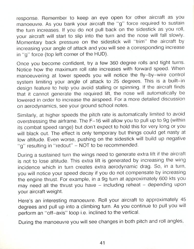 F-16 Combat Pilot flight manual page 41